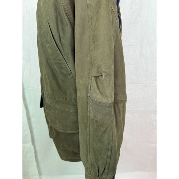 Marc New York Suede Leather Jacket Mens X-Large Long Zip Hood Up Coat Lining Vtg - Picture 7 of 16